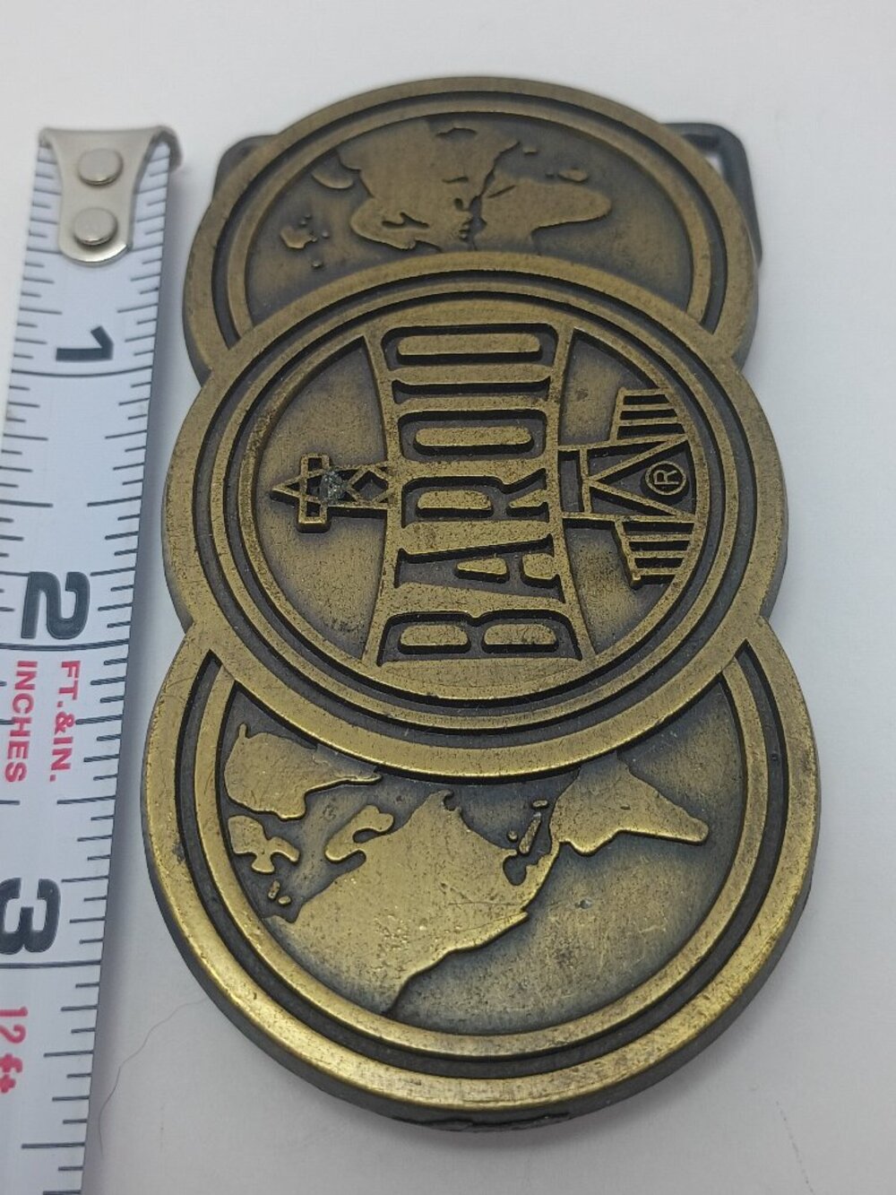 Retro 1980s Baroid Belt Buckle Brass Colored Collectable Advertisement Industry